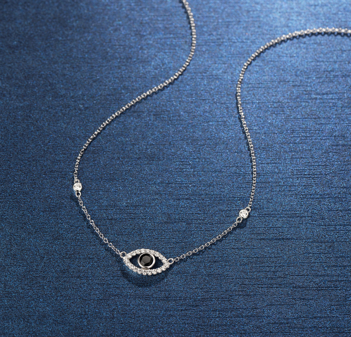 Sterling Silver Evil Eye Necklace Cubic Zirconia Pendant Necklace X740