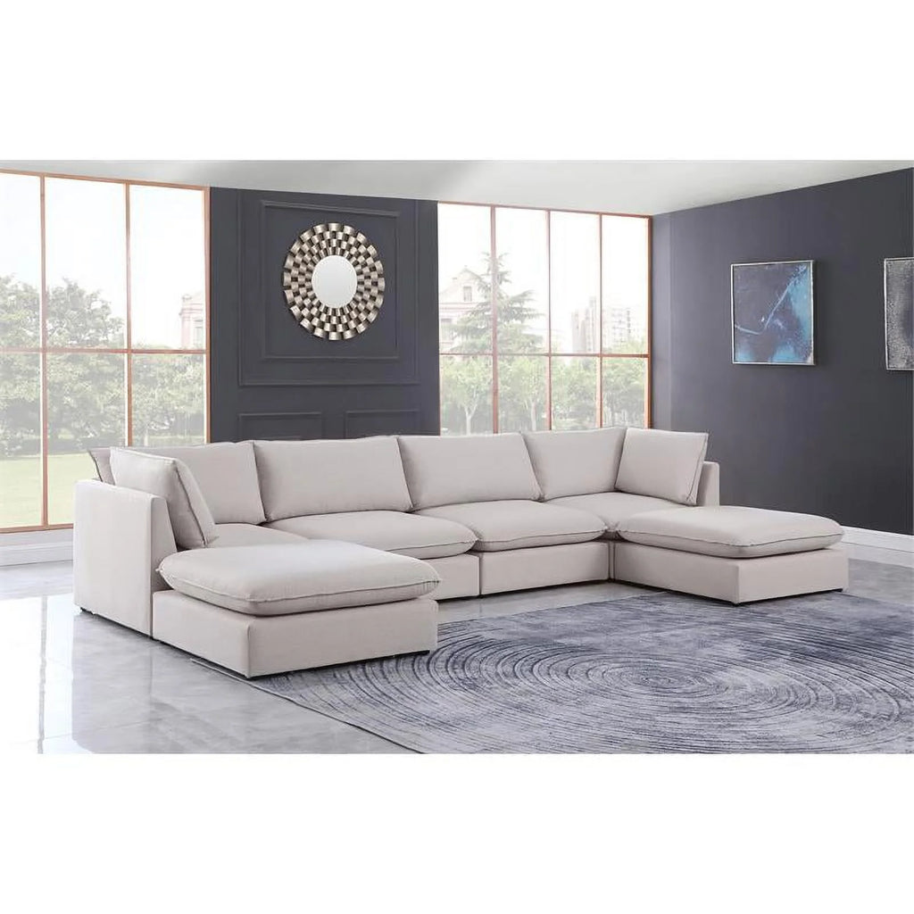 Beige Linen Textured Modular Sectional A704