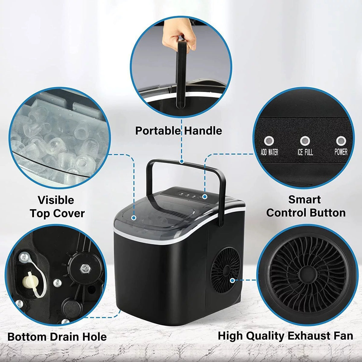 Portable Self-Clean Countertop Ice Maker with Scoop and Basket F58684