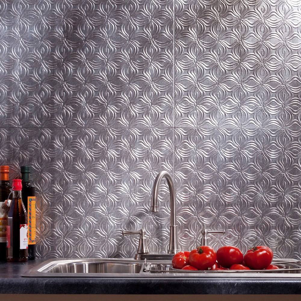 Crosshatch Silver Backsplash Kit J996