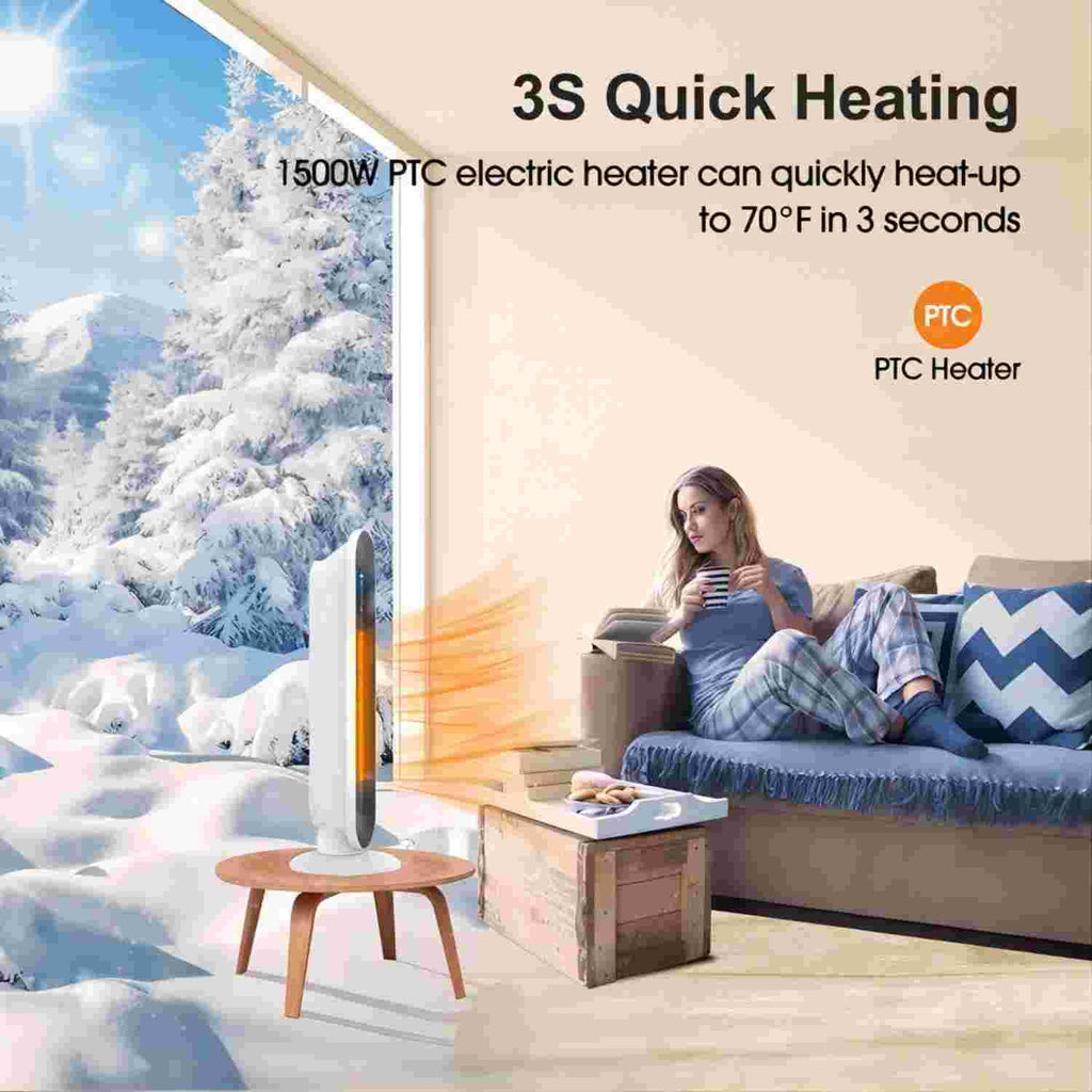 1500W White Electric Ceramic Tower Space Heater L54087