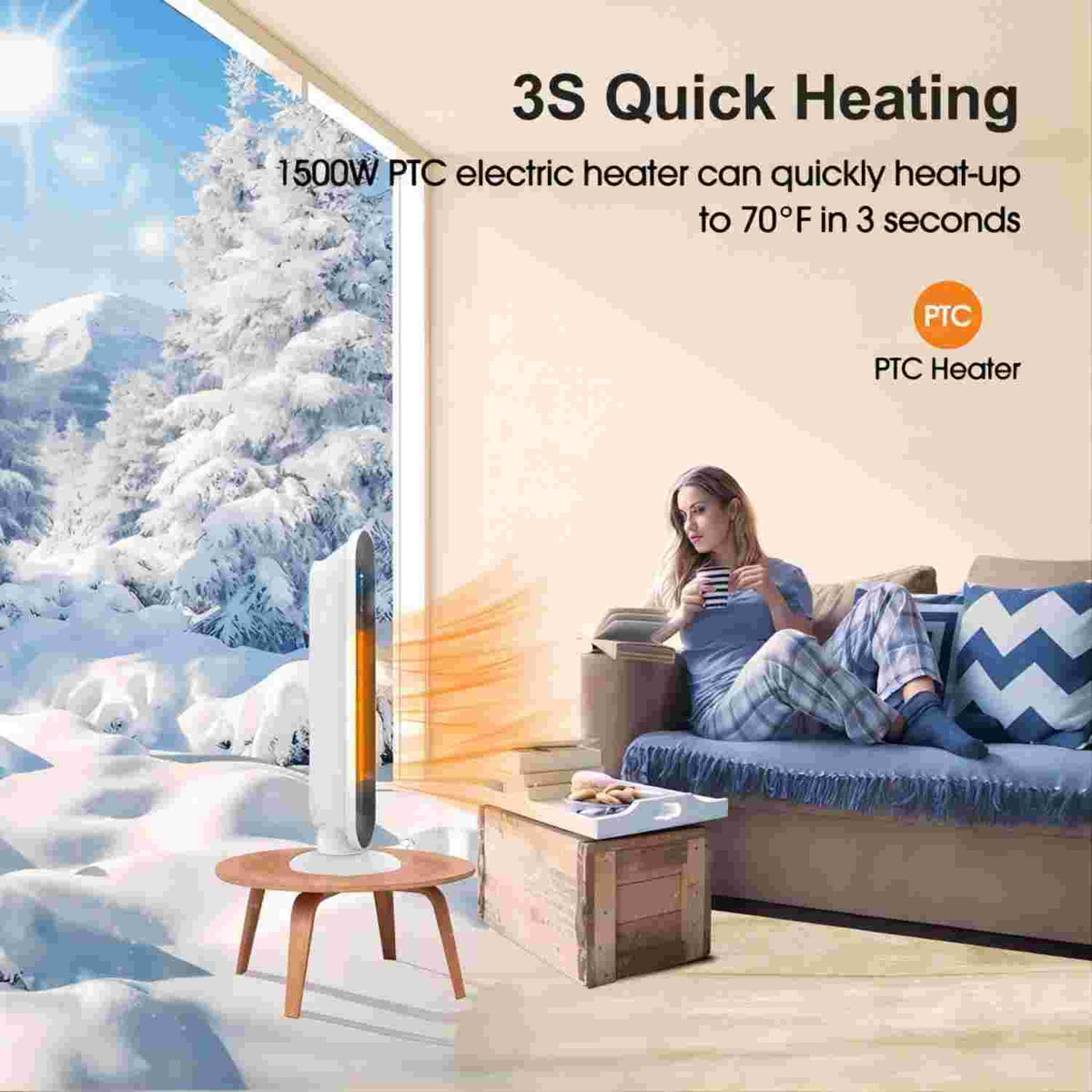 1500W White Electric Ceramic Tower Space Heater L54087
