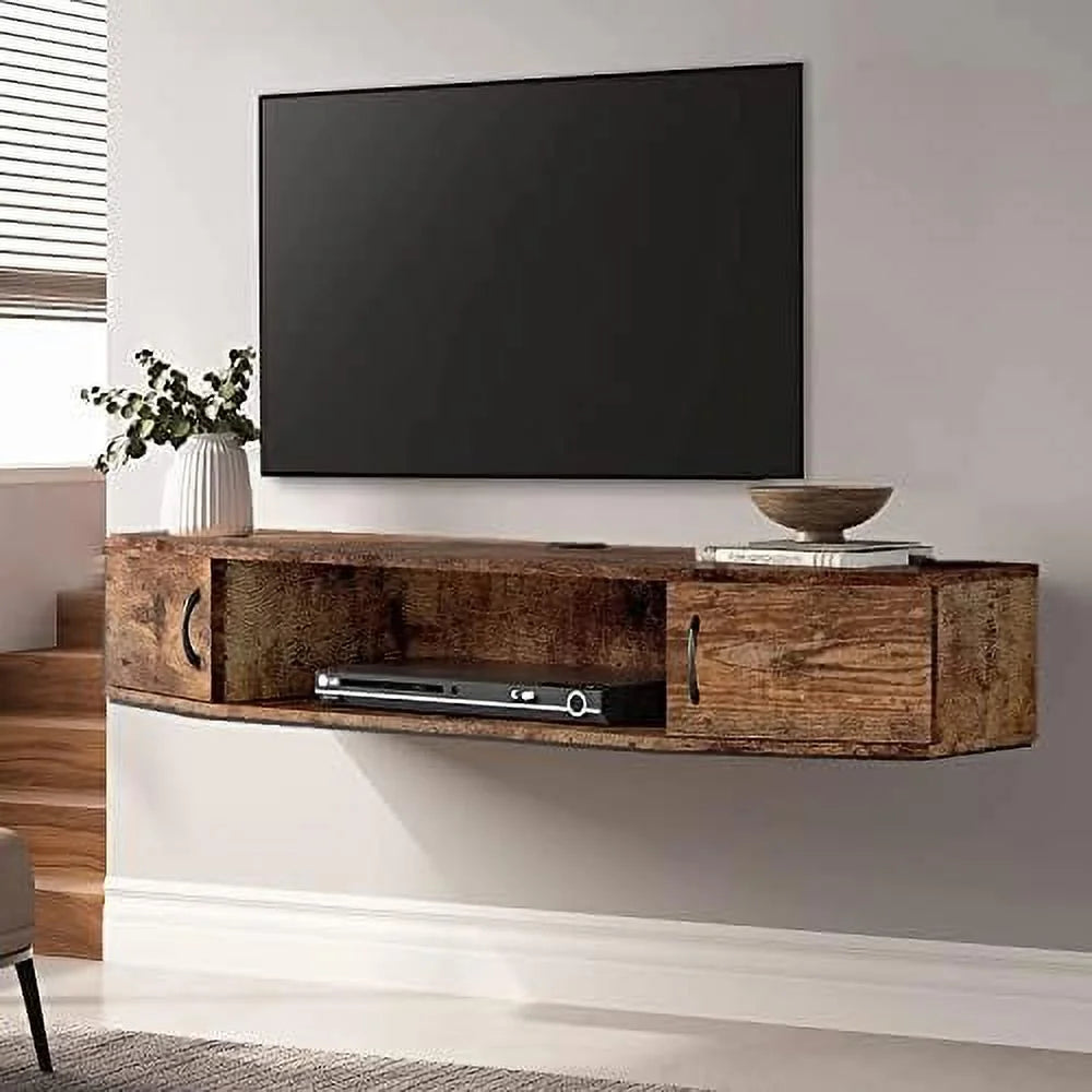 Black Floating Wall Mounted TV Stand with Door I185