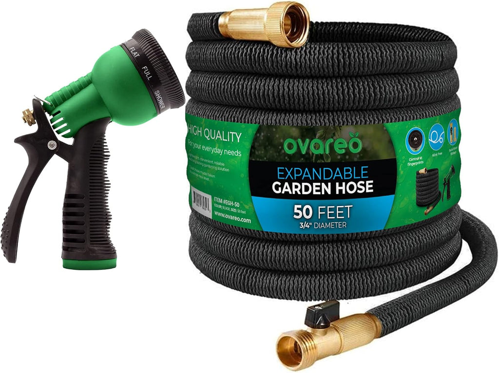 75 FT Black Flexible Expandable Garden Hose with Brass Fittings, Pack of 2 N87333