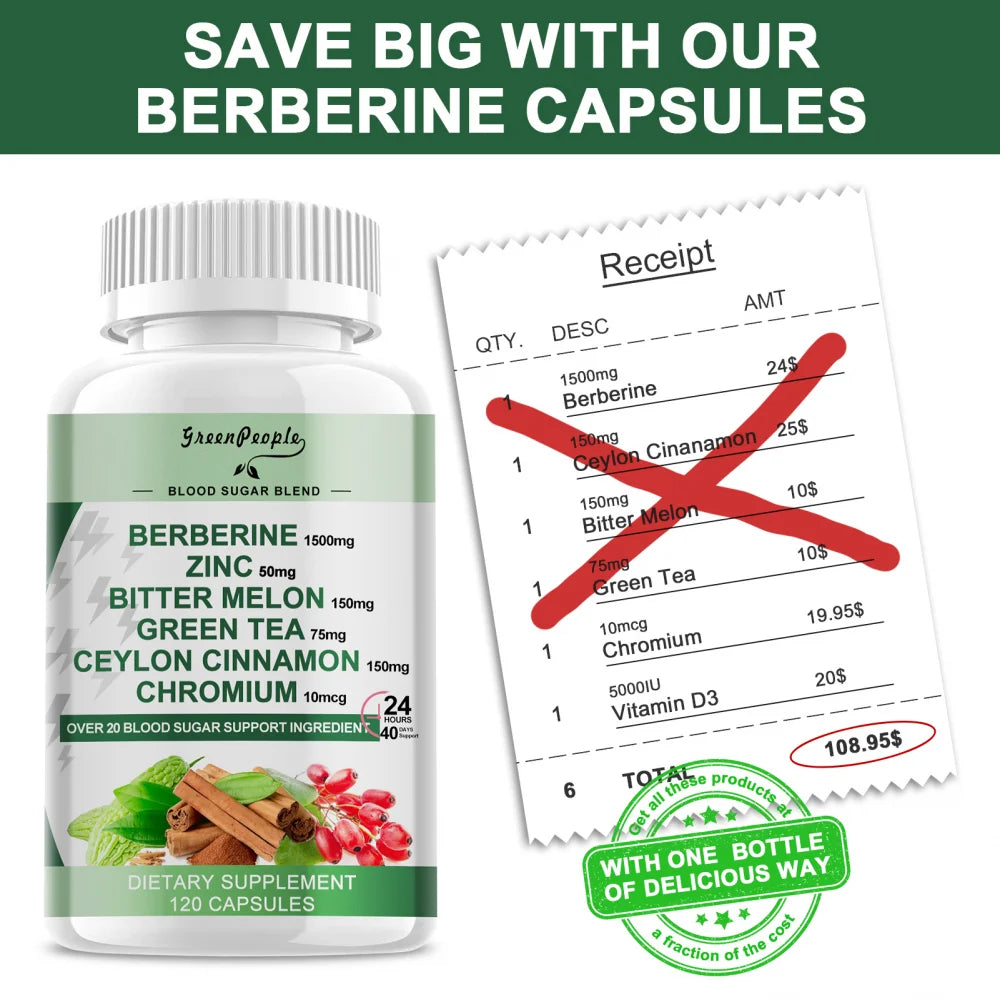 Berberine Supplement 1500mg 240 Capsules Veggie Capsules E33388