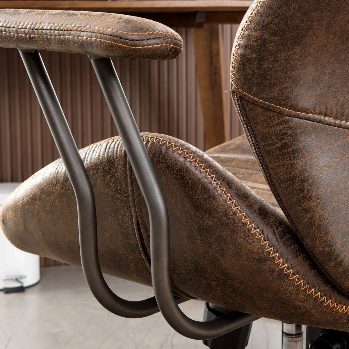 Brown Suede Fabric Ergonomic Office Chair with Lumbar Support H638401