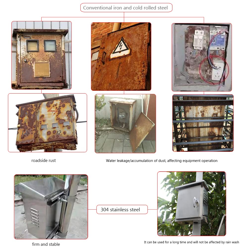 304 Stainless Steel Electrical Box 20'' x 16'' x 8'' IP65 Weatherproof Enclosure with Mounting Plate W11347