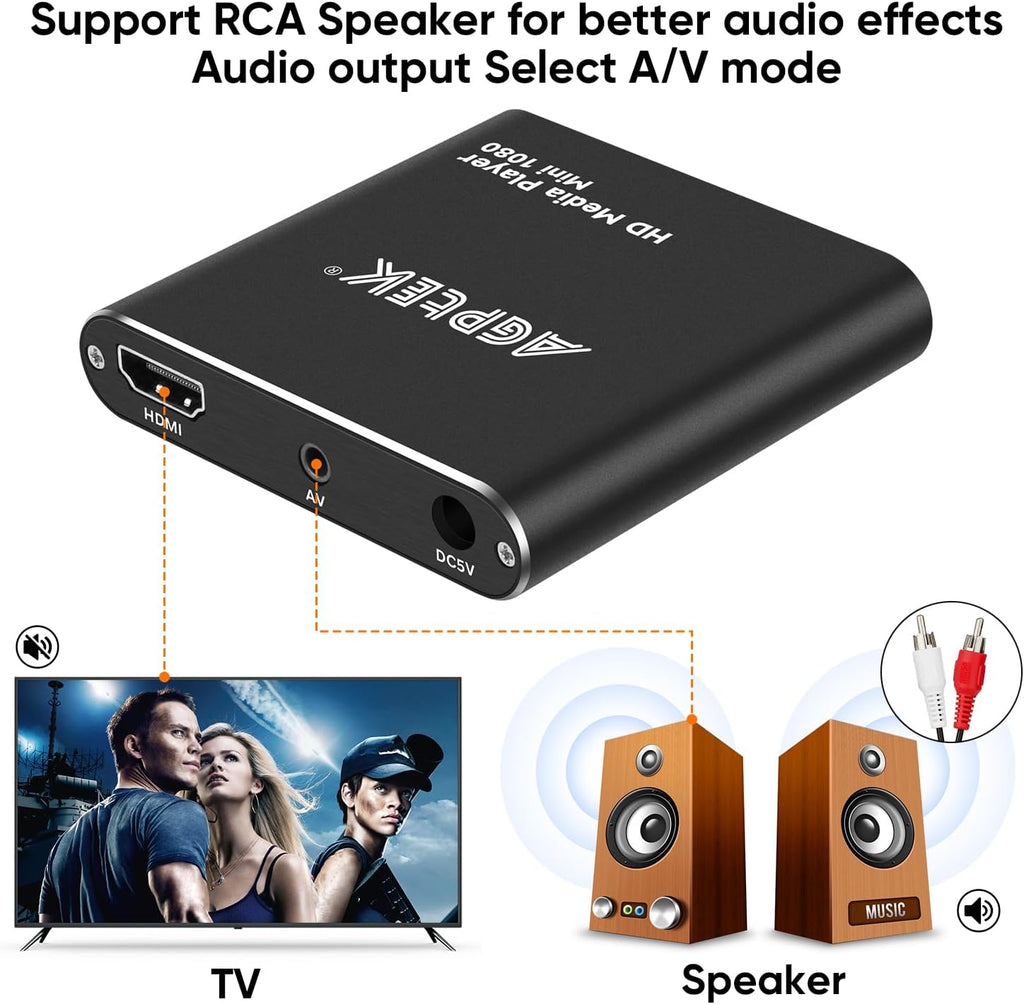 Black Mini 1080p Full-HD HDMI Digital Media Player H807