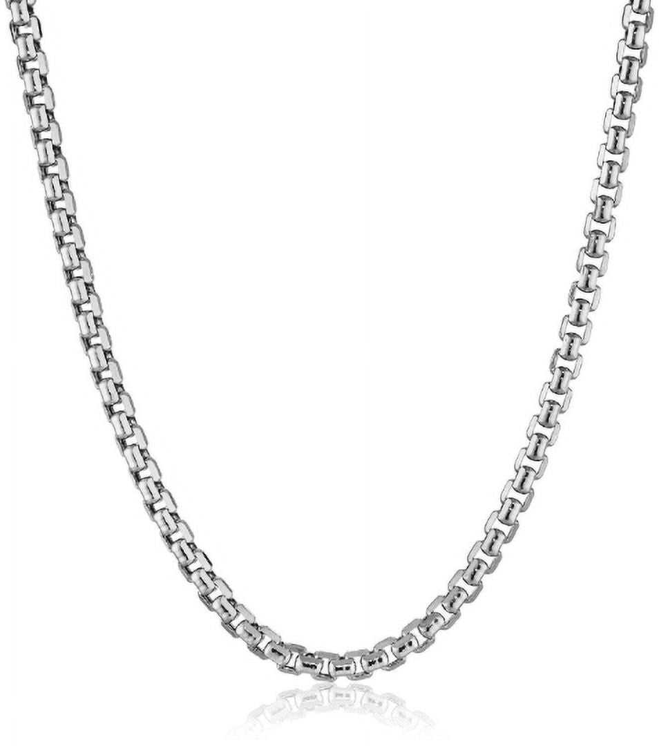14K White Real Gold Square Box Chain Pendant Necklace 16" G199