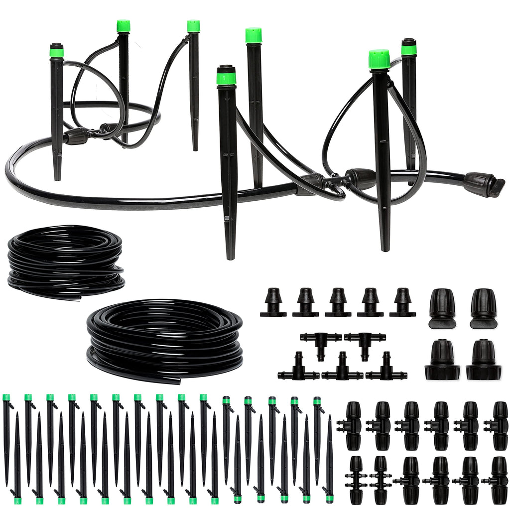 Adjustable Complete Drip Irrigation Kit with Drip Emitters, 1/4 Tubing and Connectors T2227