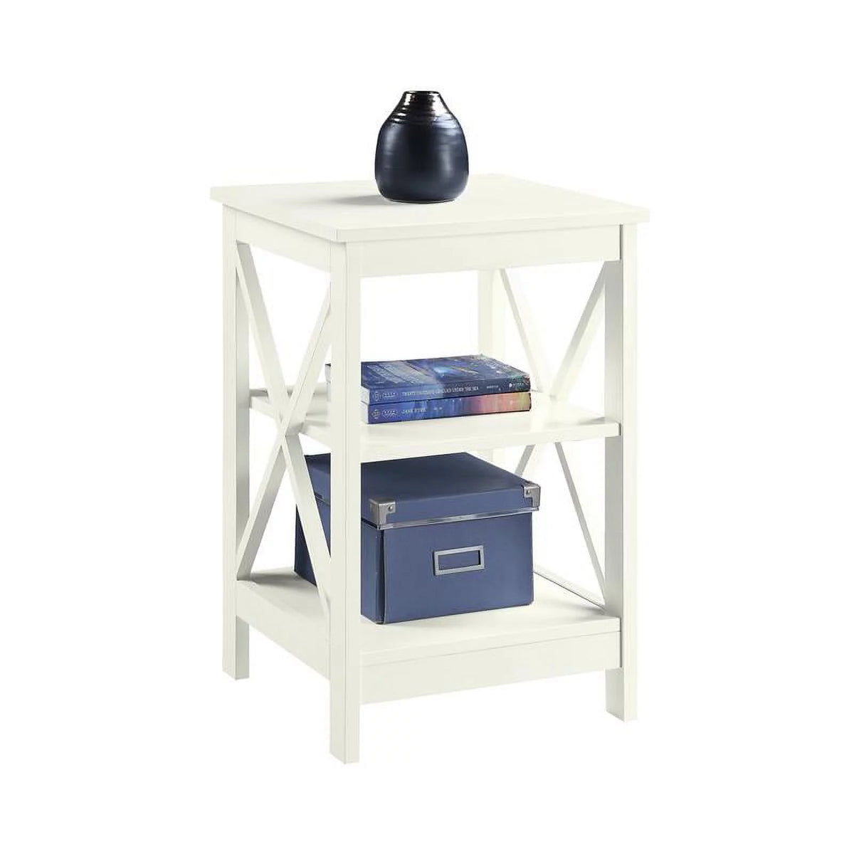 Ivory Wood End Table with Shelves Set of 2 Y4355