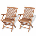 Set of 2 Teak Wood Folding Dining Chairs with Arm Rest X821
