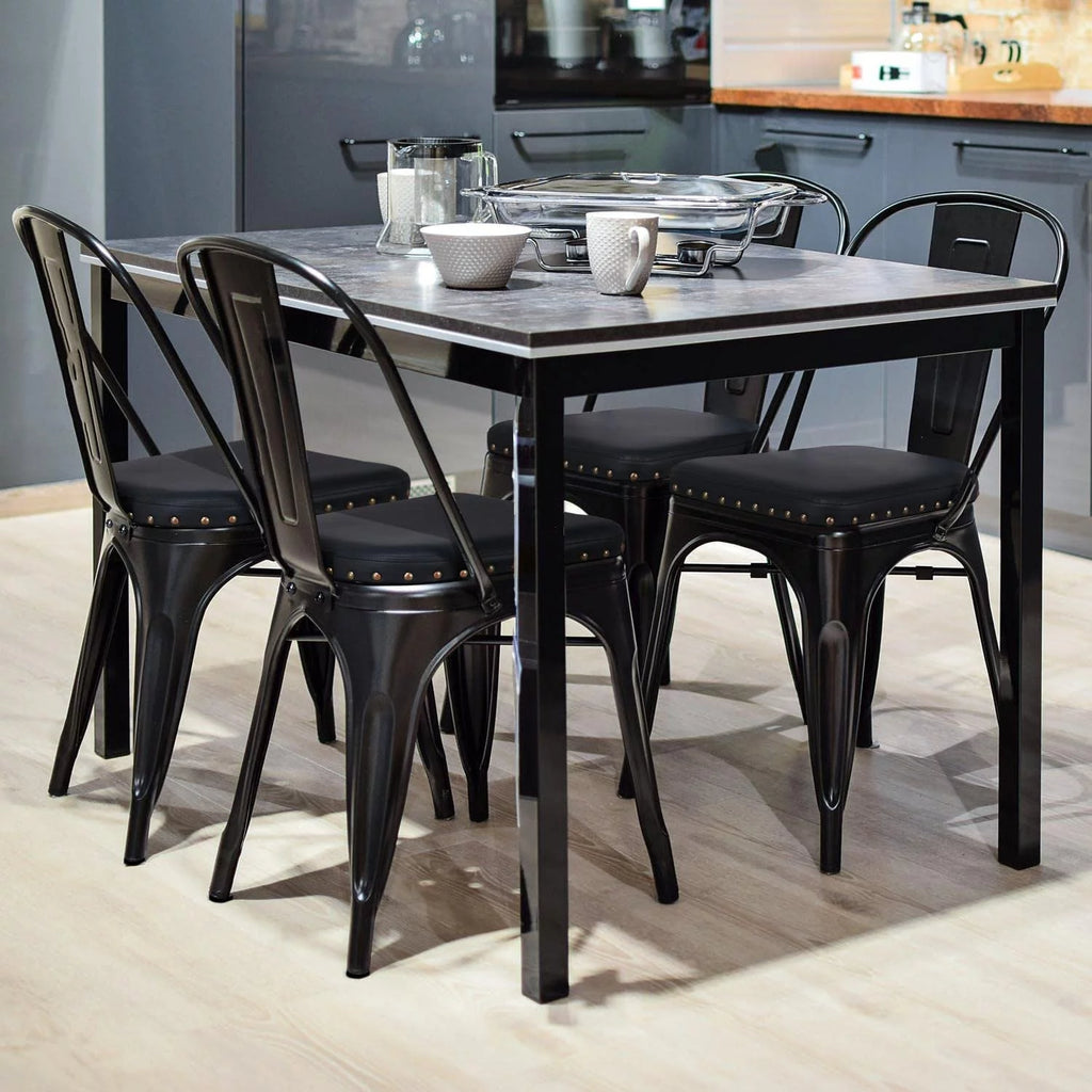 Black Metal Dining Chairs with PU Leather Seat M503231