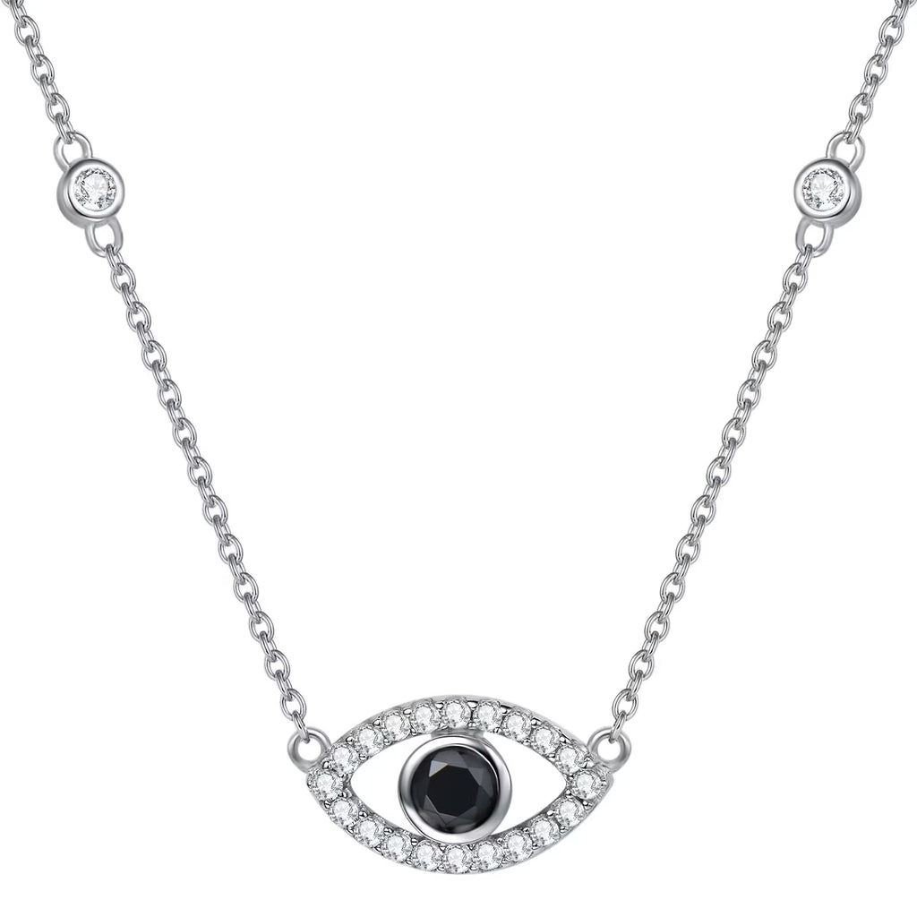 Sterling Silver Evil Eye Necklace Cubic Zirconia Pendant Necklace X740