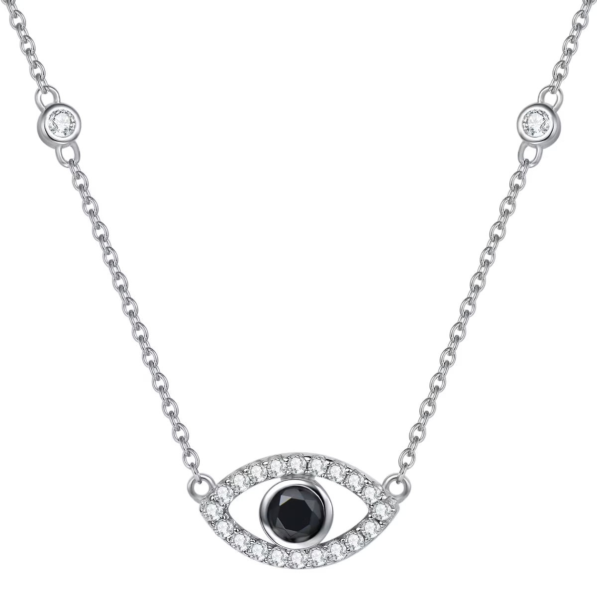 Sterling Silver Evil Eye Necklace Cubic Zirconia Pendant Necklace X740