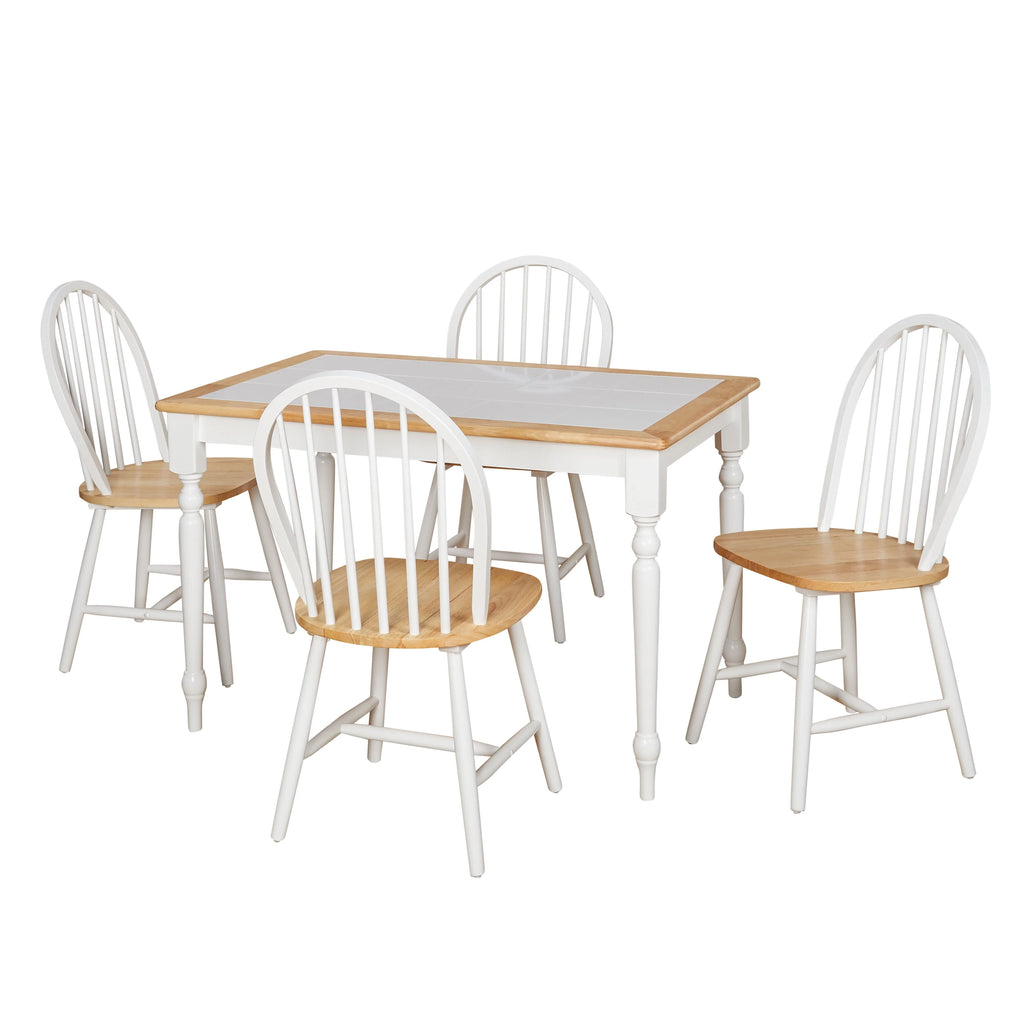 White Natural Tile Top Table W5353