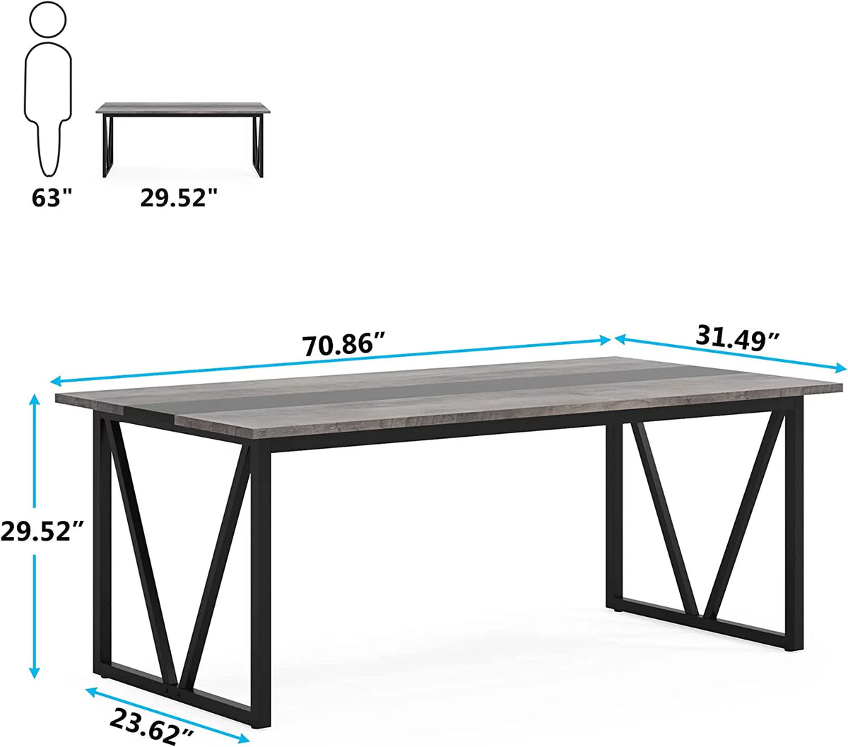 70.8 inch Gray Wood Dining Table X1059