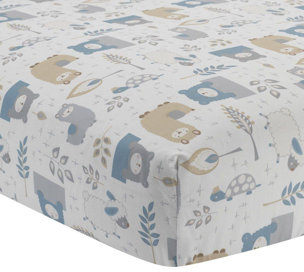 4-Piece Crib Bedding Set, Blue/Grey O87696