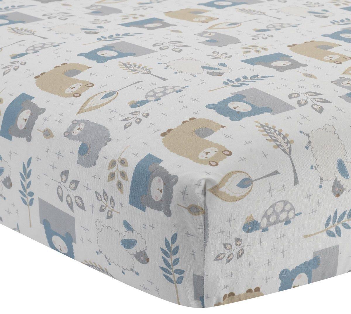 4-Piece Crib Bedding Set, Blue/Grey O87696