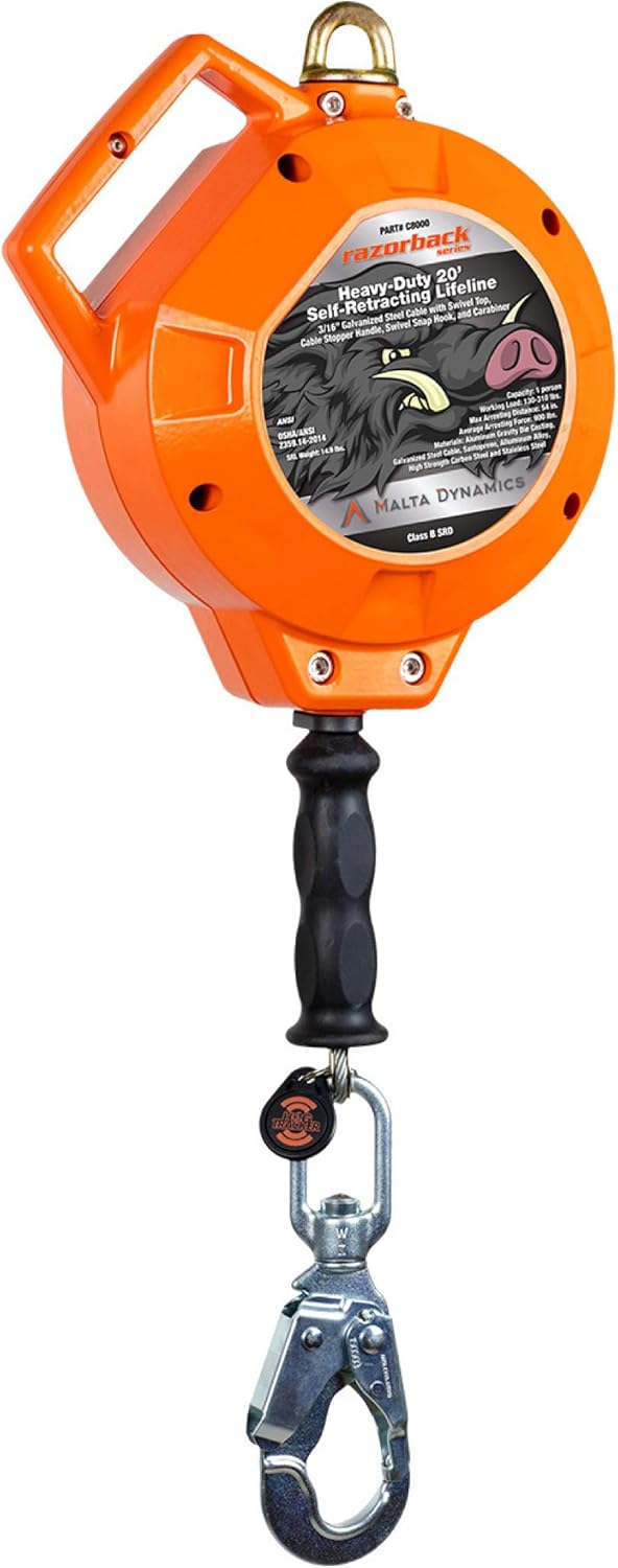 20' Heavy-Duty Self Retracting Lifeline Galvanized Cable D230861