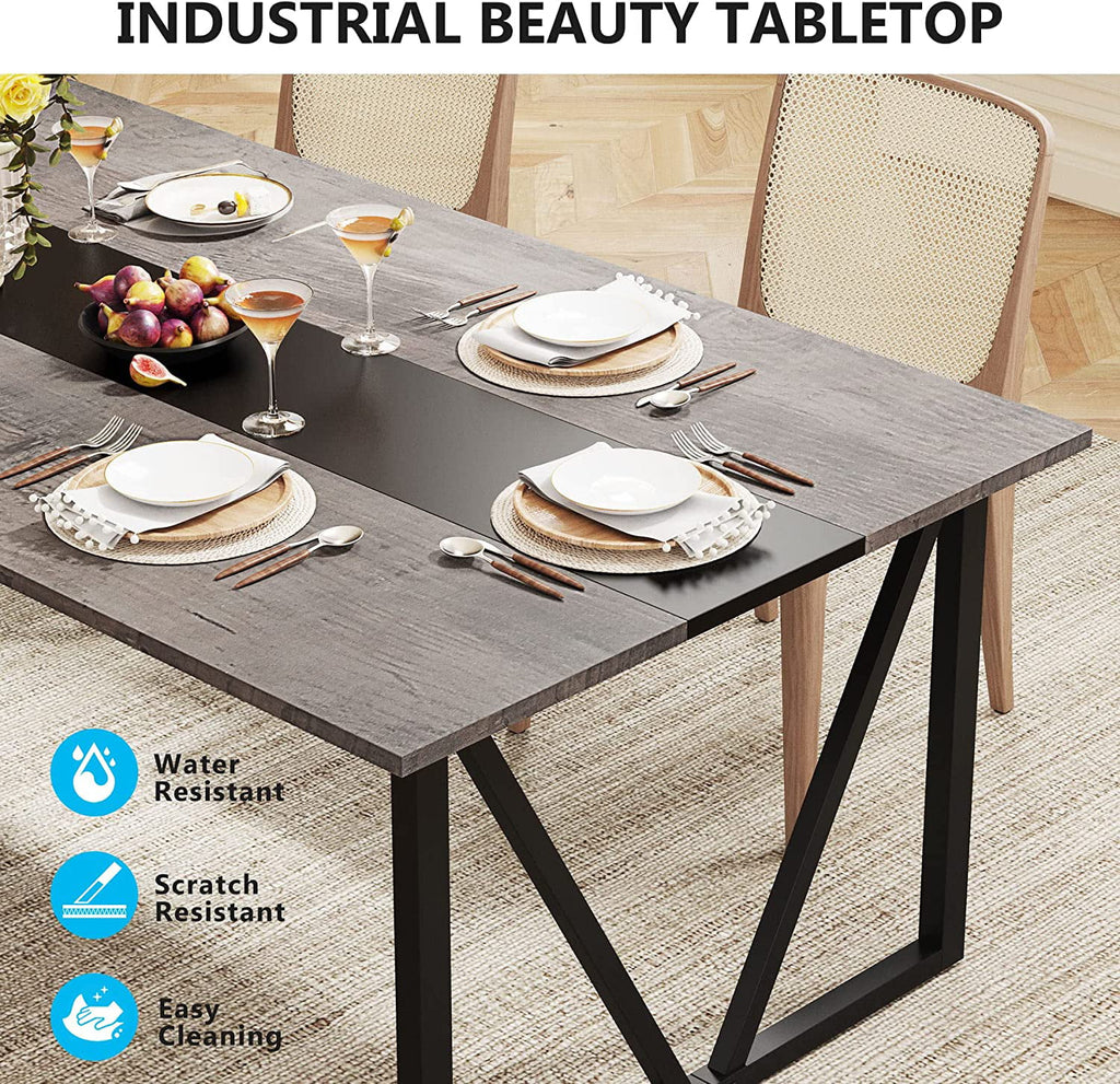 70.8 inch Gray Wood Dining Table X1059
