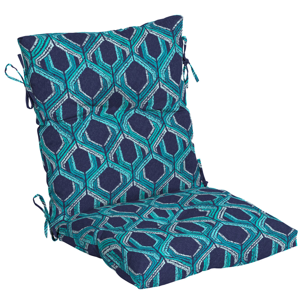 Navy Blue Geo Rectangle Outdoor Chair Cushion K915709