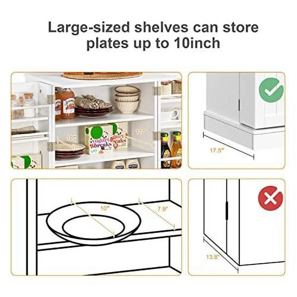White Wood Pantry Cabinet with Doors and Adjustable Shelves Q3166