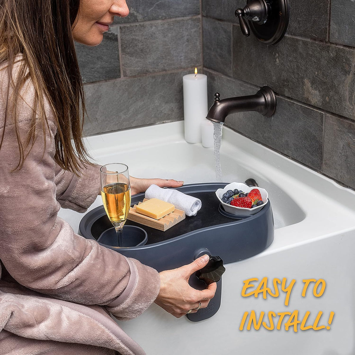 Adjustable Hot Tub Table Tray with Cup Holders J365733