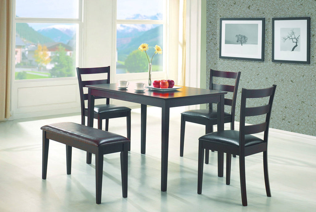 5-Piece Dining Set with Bench Cappuccino and Dark Brown N32655