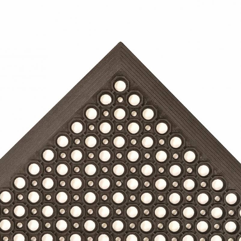 Rubber Drainage Mat, 3' Width x 10' Length, Black H88788
