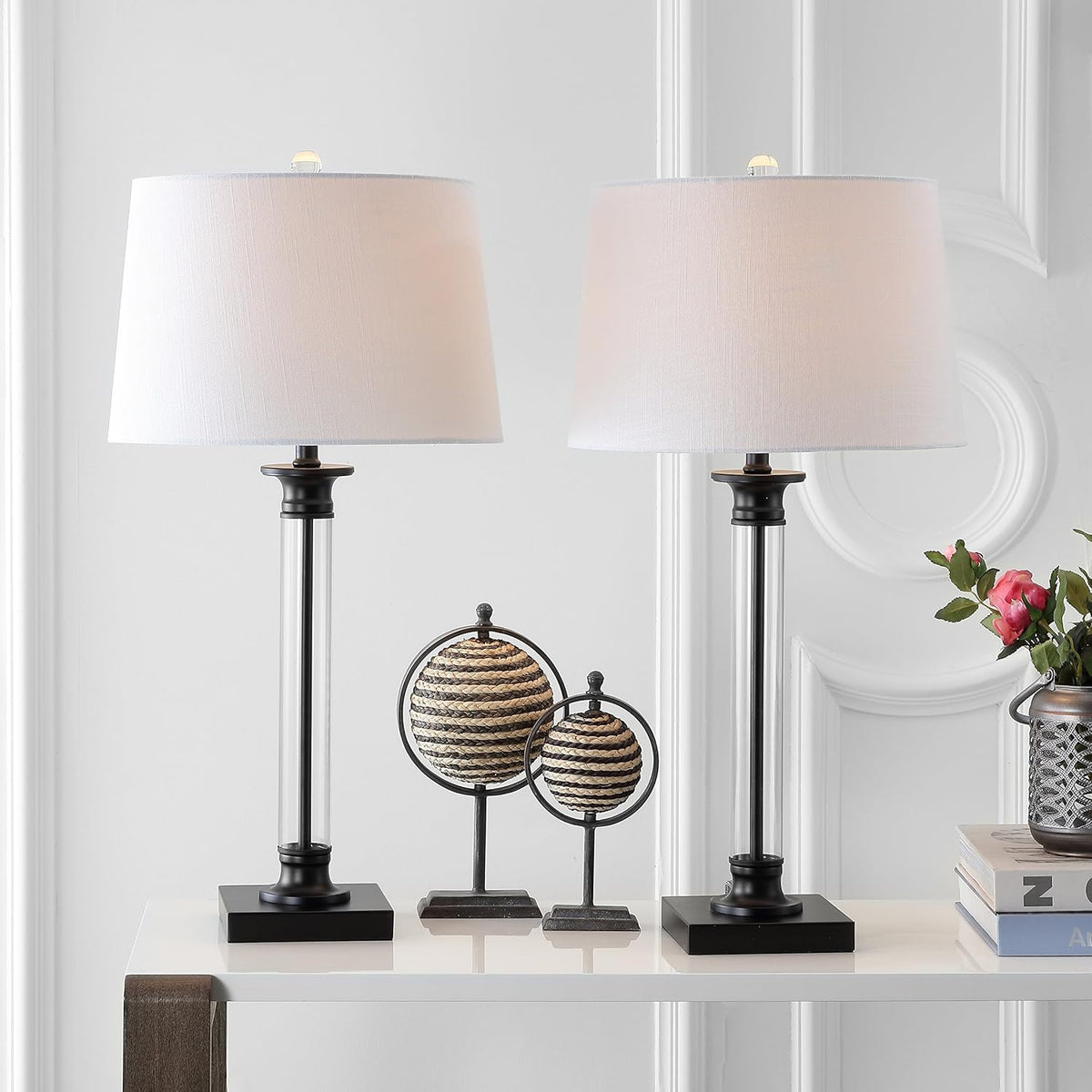Black/Clear Glass and Metal LED Table Lamp Set of 2 J52494