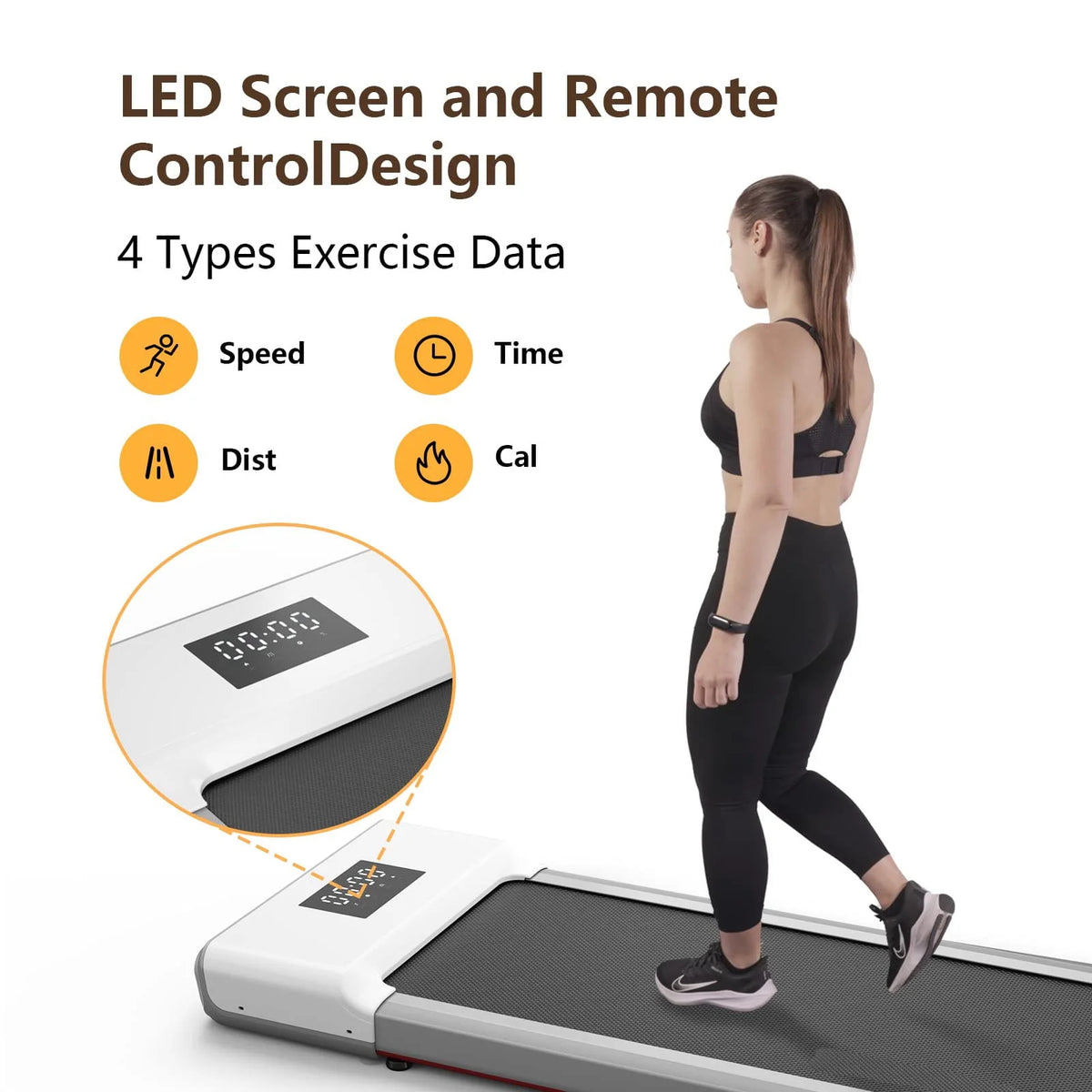 300lb 2.5HP Under Desk Treadmill with LED Display A1640