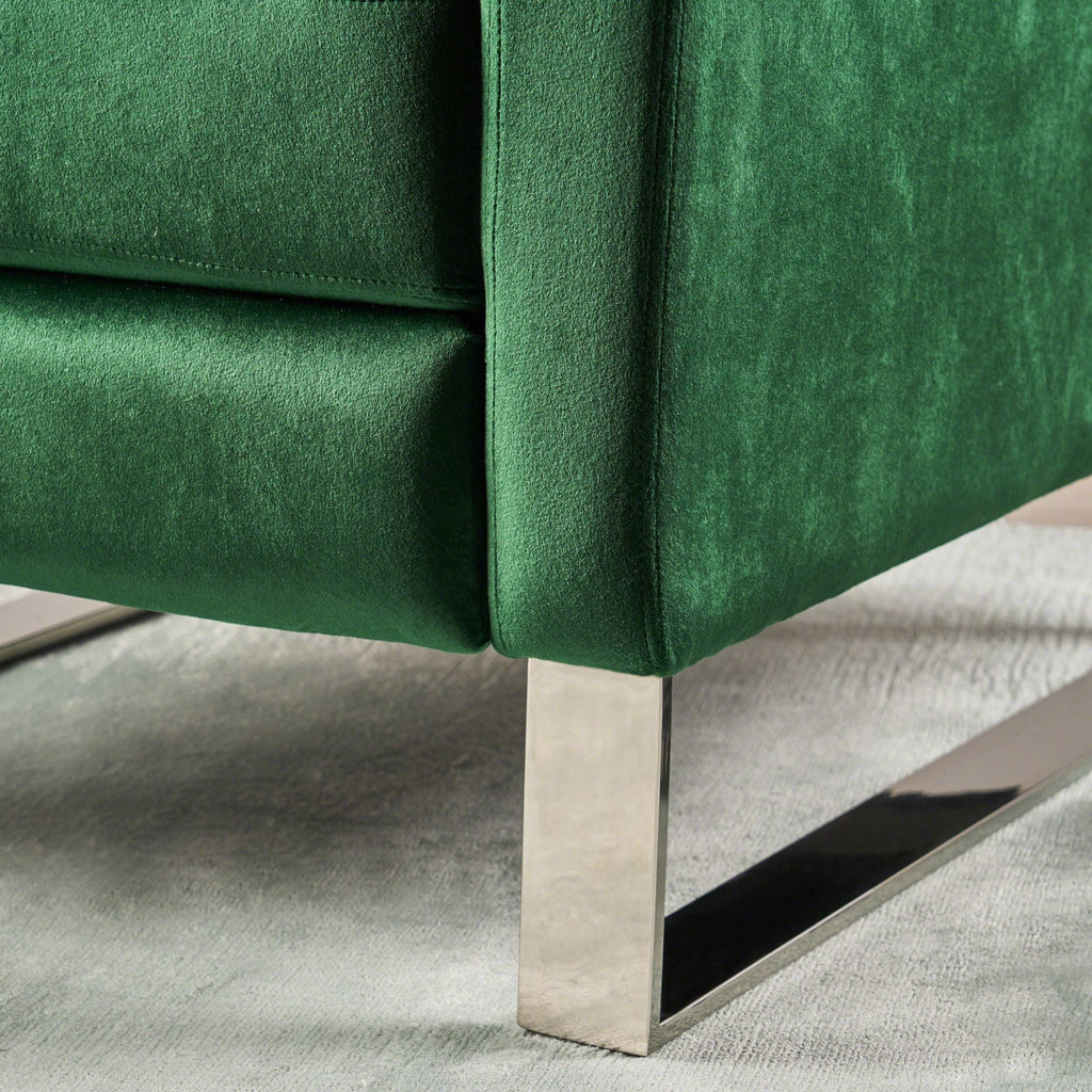 Green Velvet Push Back Recliner R60957