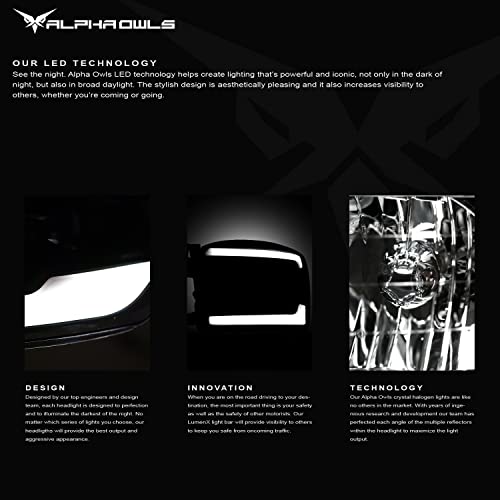 Black Amber Projector Headlights with LED Light Bar O7551