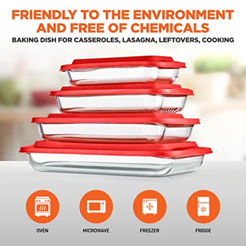 4-Piece Glass Baking Dish with Lids Set F7608