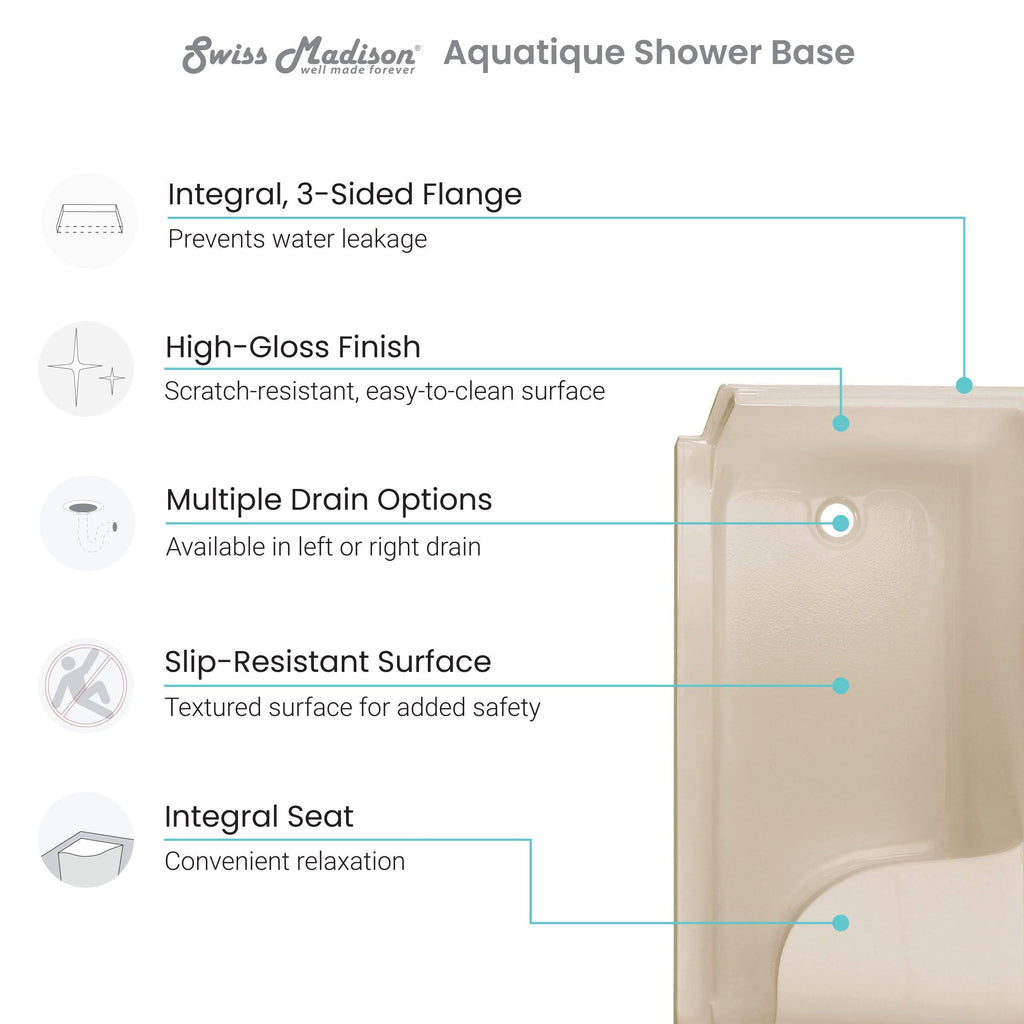 Biscuit Single Threshold Shower Base F59633