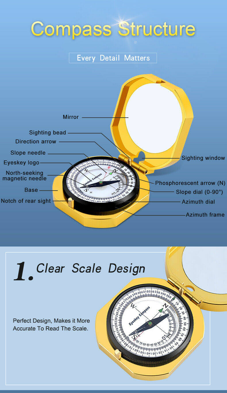 Golden Metal Pocket Compass H848643