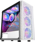 White Mesh Mid-Tower ATX PC Gaming Case with 6 ARGB Fans Tempered Glass V939180