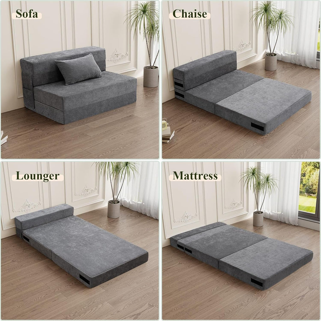Gray Folding Sofa Bed with Pillow X438