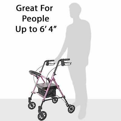 Pink Aluminum Rolling Walker U7440
