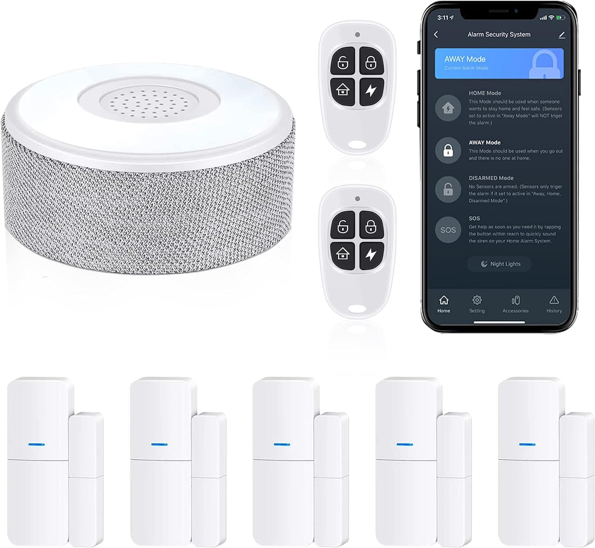 8 Pieces Wireless Smart Door Alarm System with Phone APP Alert X838056
