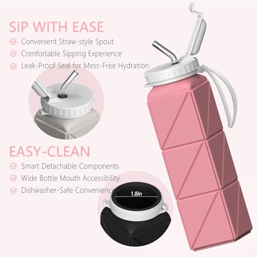 Collapsible Silicone Water Bottle 610ml H1851