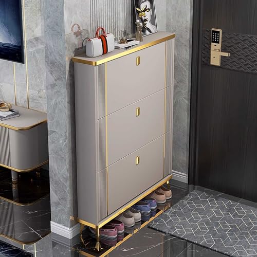 Slim 4 Layer Shoe Storage Cabinet with Flip Down Drawers W228