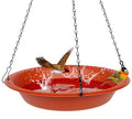 16 inch Green Hanging Bird Bath Bowl with Black Chains F612