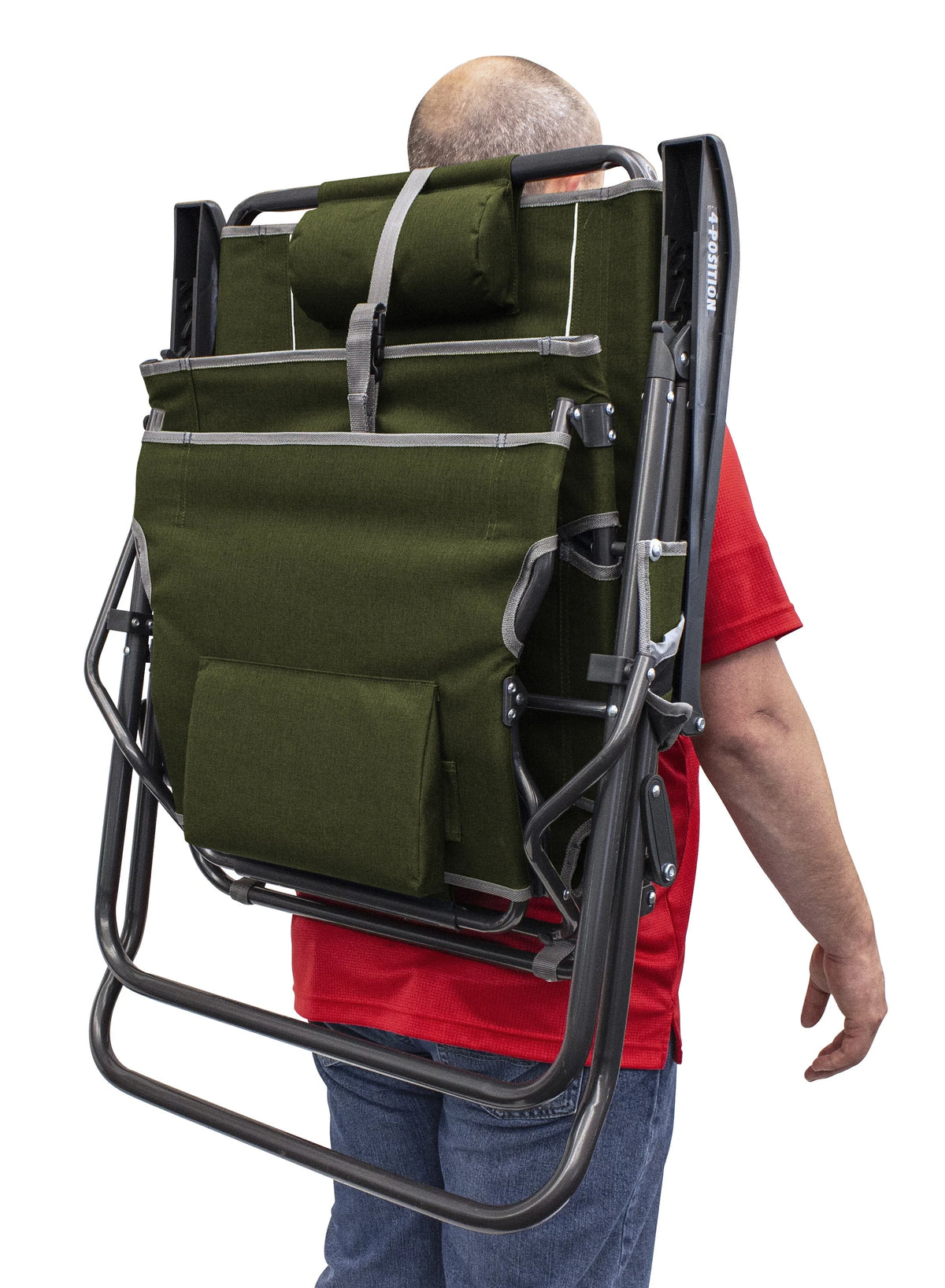 Adjustable Folding Recliner Camping Chair, Heathered Loden H881648