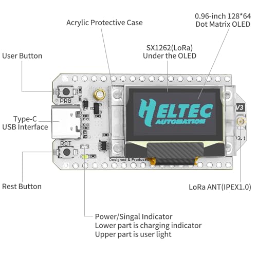 ESP32 LoRa V3 Development Board with 3000mAh Battery and 915MHz Antenna G912738