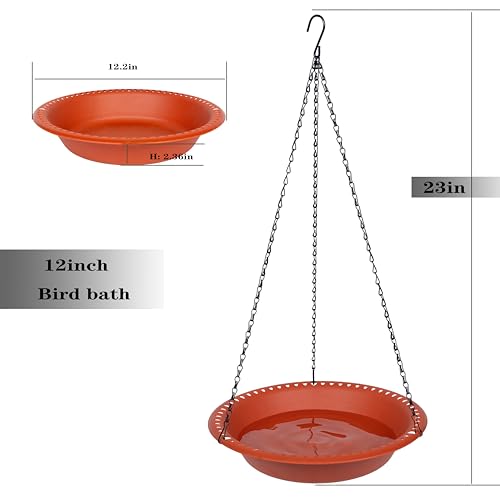 16 inch Green Hanging Bird Bath Bowl with Black Chains F612