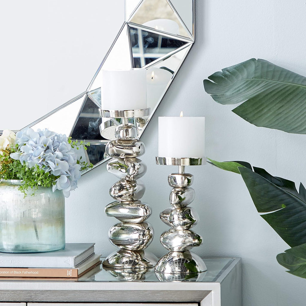 Silver Candle Holder Set of 2 F441