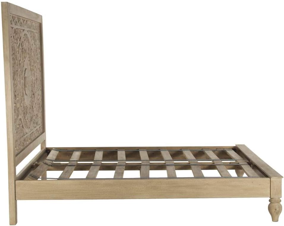 Mango Wood Queen Bed in Brown/Whitewash W444162
