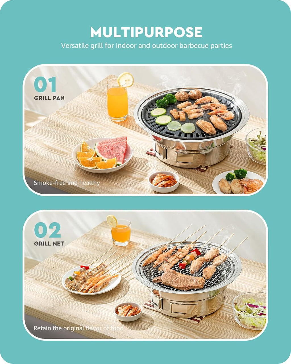 13.7 inch Non-stick Stainless Steel Charcoal Grill I81973